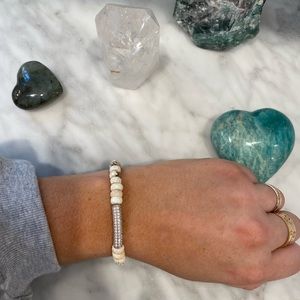 WHITE TURQUOISE HEALING CRYSTAL BRACELET BEADED STRETCHY